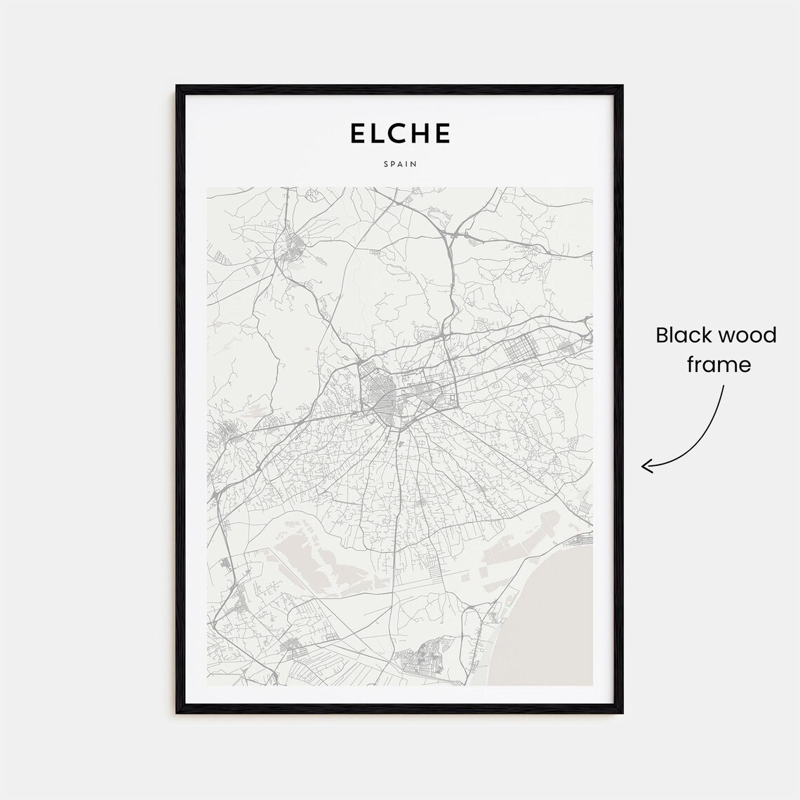 Elche Spain Minimalist City Street Map Beige Europe Travel Poster - Image 3