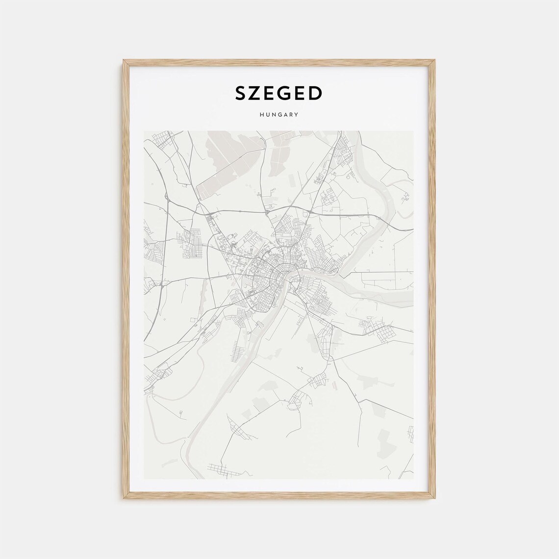Szeged Hungary City Street Map Scandinavian Minimalist Poster