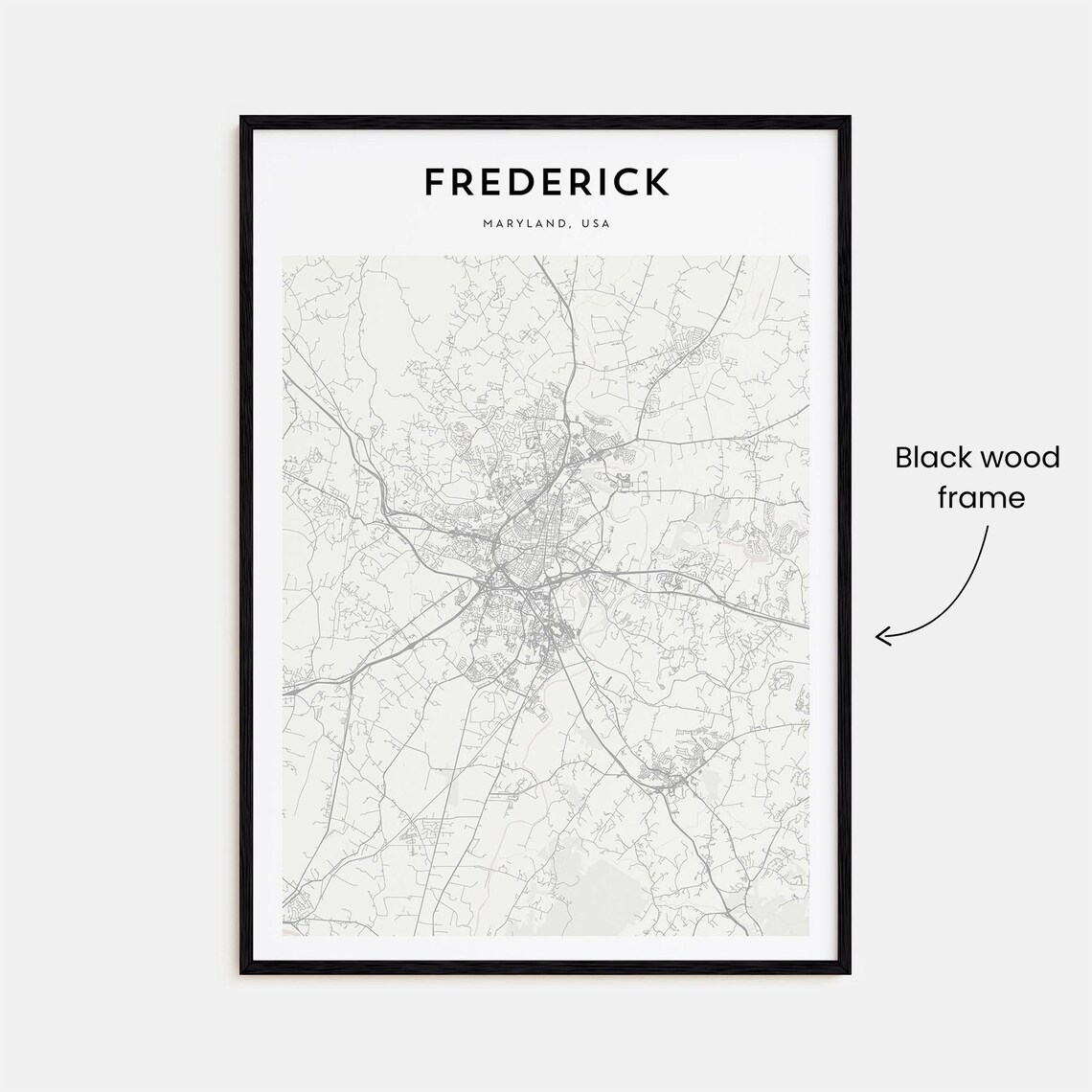 Frederick Maryland USA Minimalist Street Map Line Art Poster - Image 3