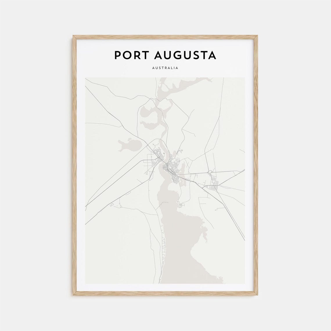 Port Augusta Australia Minimalist Black and White Map Art Poster