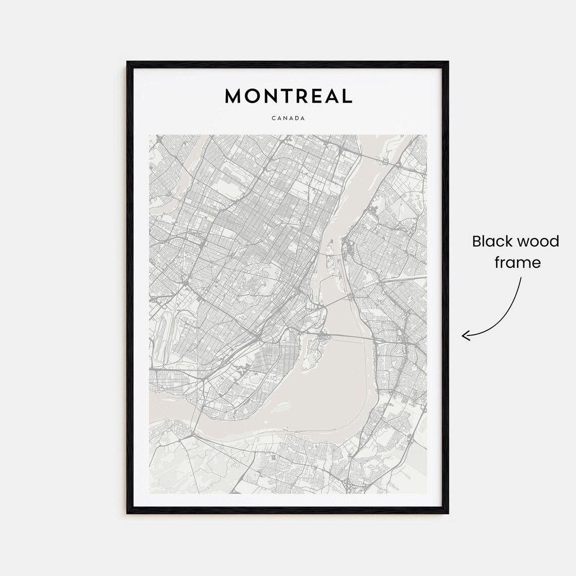 Modern Minimalist Montreal Quebec Canada City Street Map Poster - Image 3