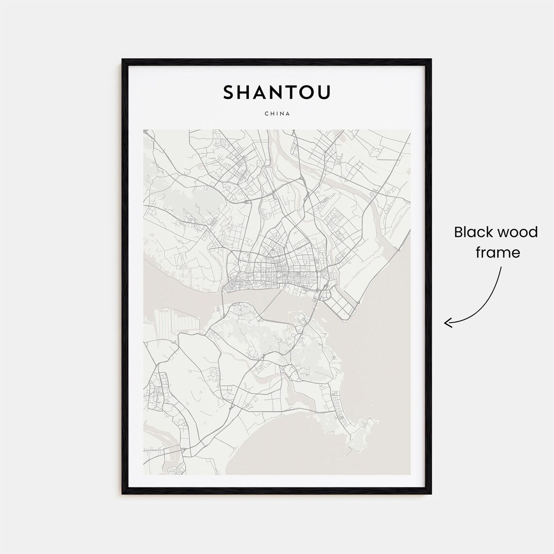 Shantou China Minimalist Monochrome City Map Retro Travel Poster - Image 3