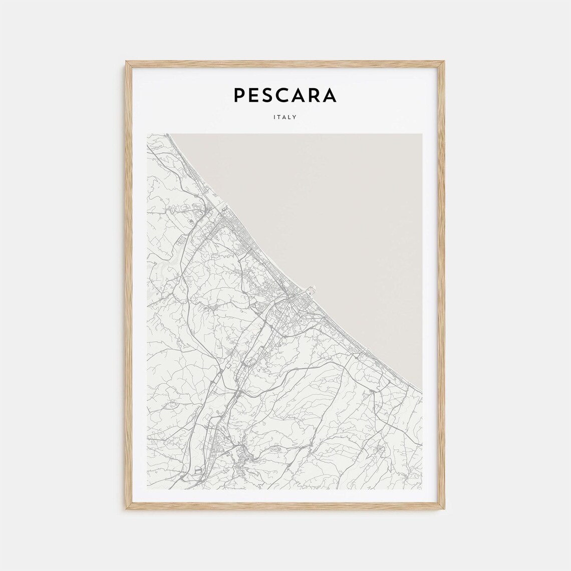 Pescara Italy Minimalist City Street Map Monochrome Art Poster