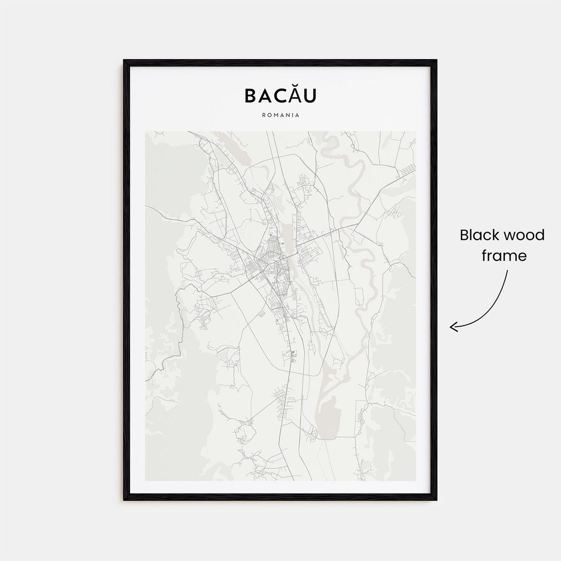 Bacau Romania Minimalist City Street Map Poster with Bold Type - Image 3