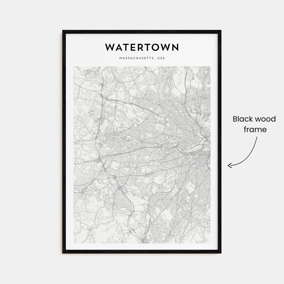 Watertown Massachusetts Minimalist Street Map Poster Home Decor - Image 3