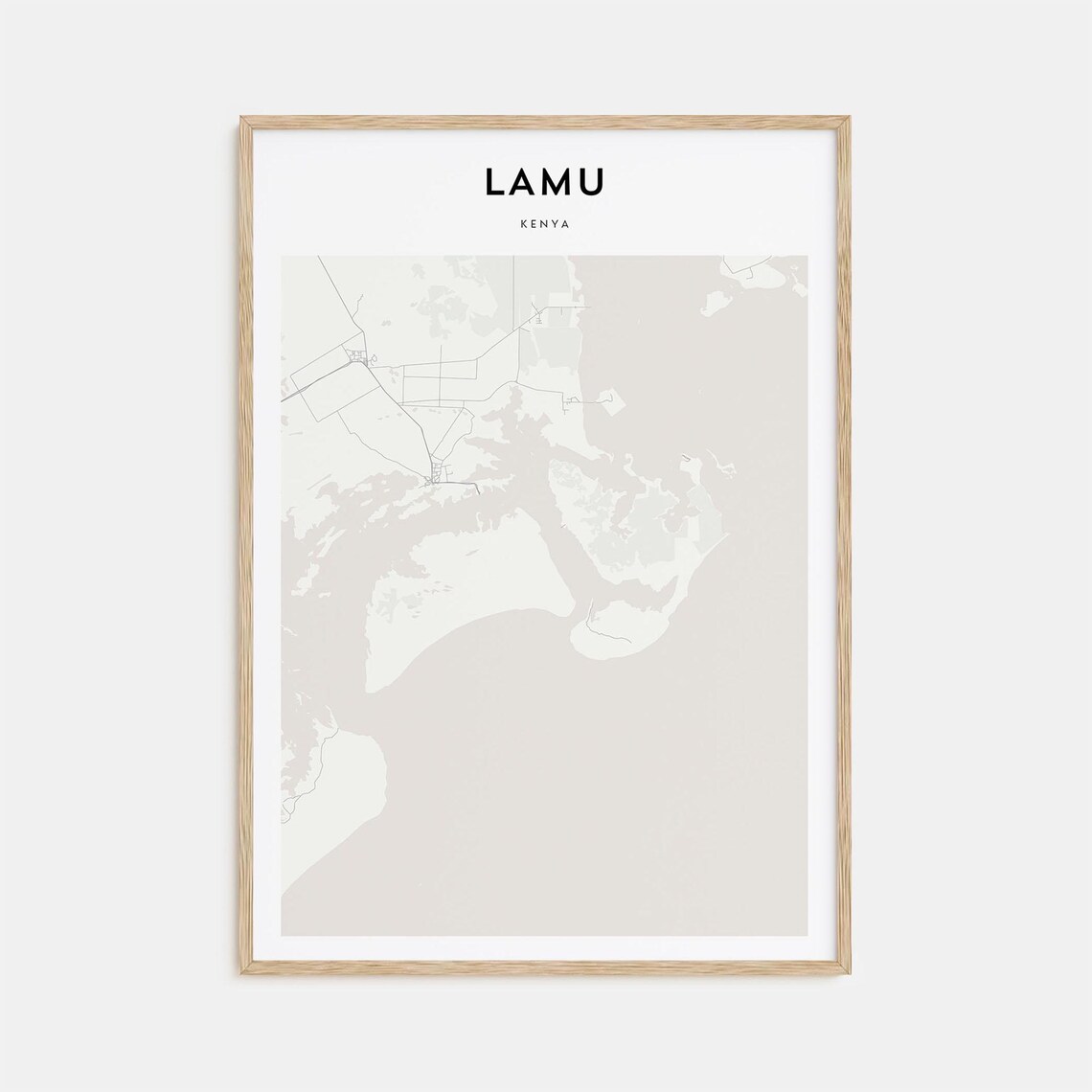 Lamu Kenya Swahili Coast Island Town Minimalist Map Art Poster