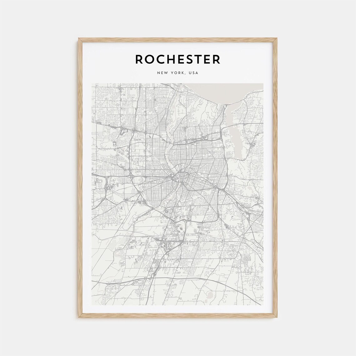 Rochester New York Minimalist Detailed City Map Street Grid Poster