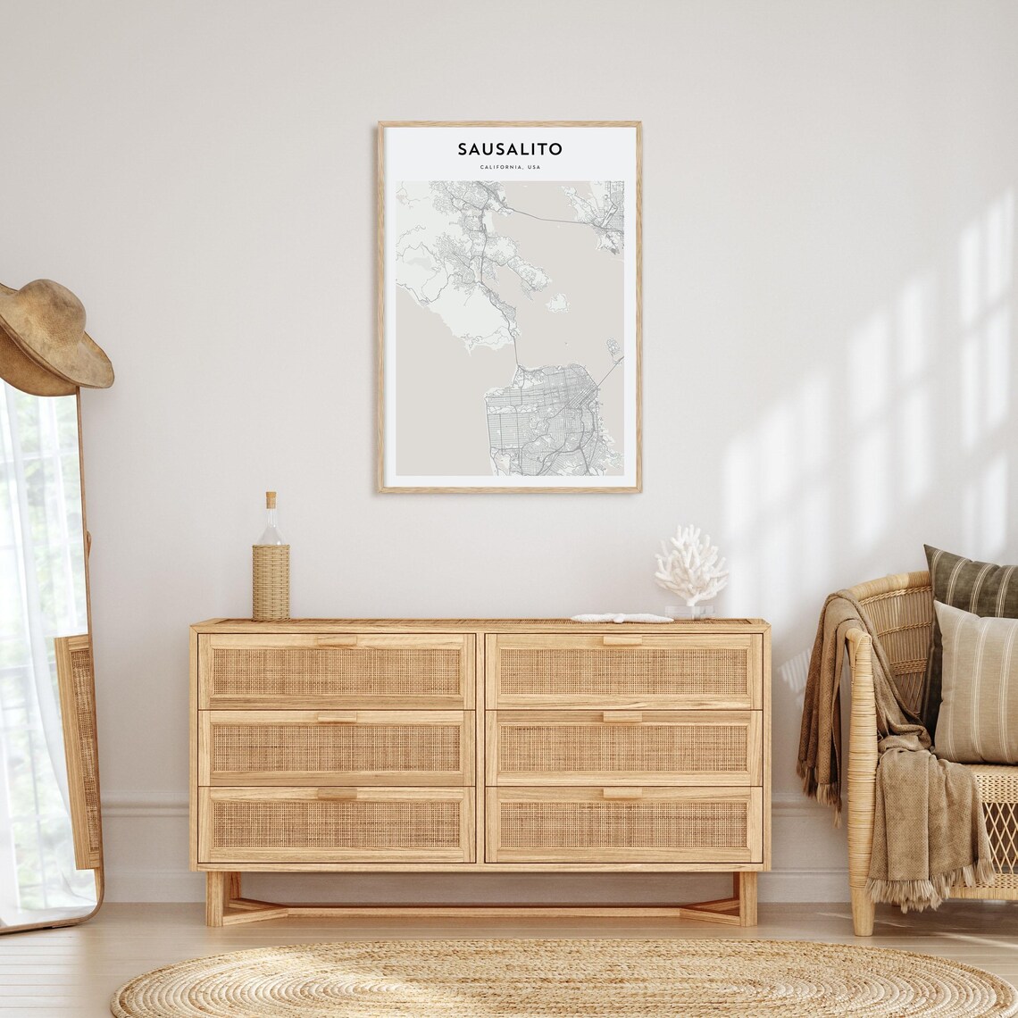 Sausalito California USA Scandinavian Minimalist Bay Map Travel Poster - Image 4