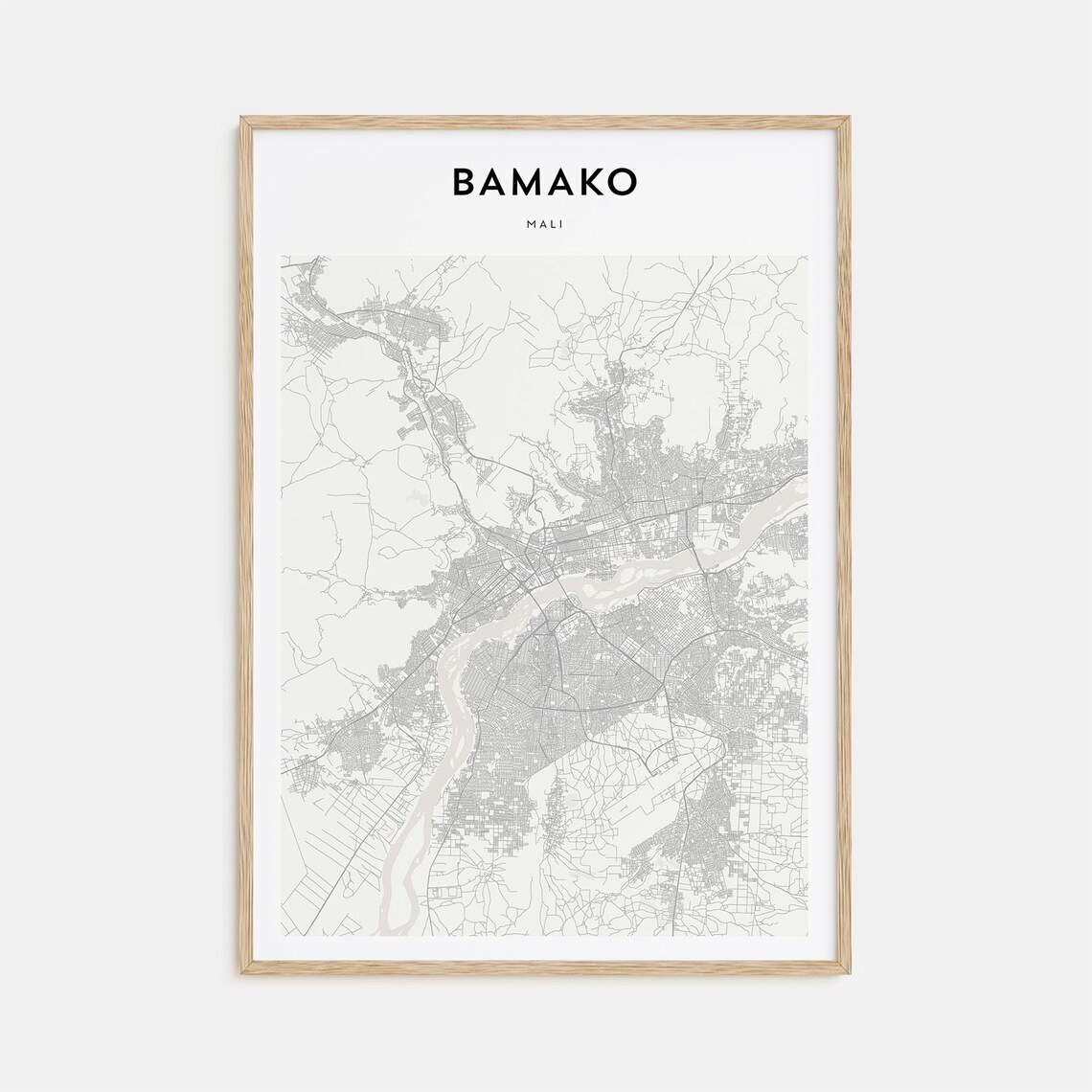 Bamako Mali Minimalist Line Map of the Capital Street Art Poster