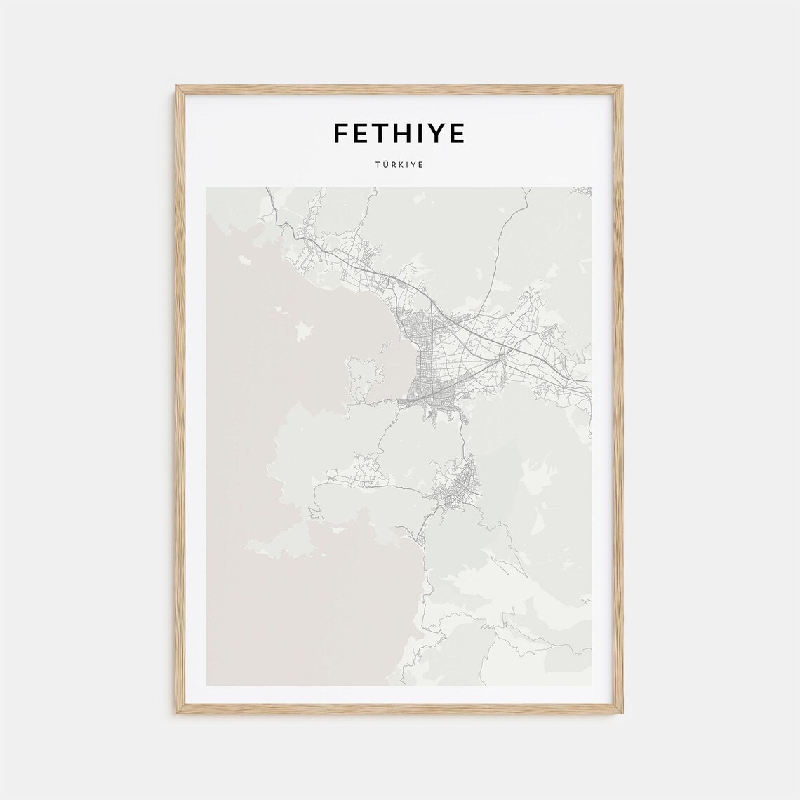Fethiye Turkiye Minimalist Coastal City Map Poster Modern Wall Decor