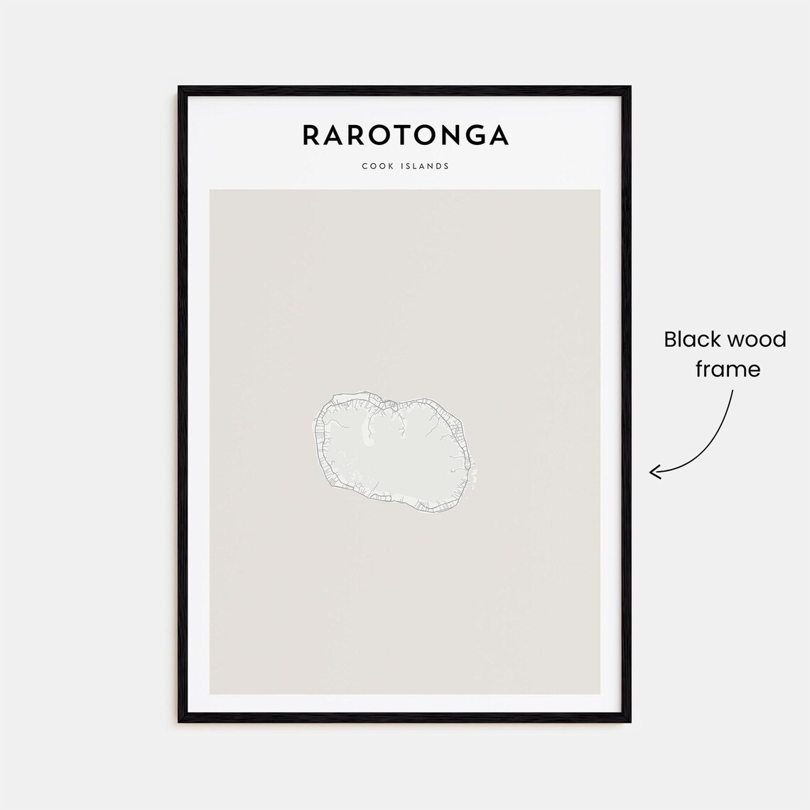 Rarotonga Cook Islands Minimalist Island Coast Map Travel Poster - Image 3
