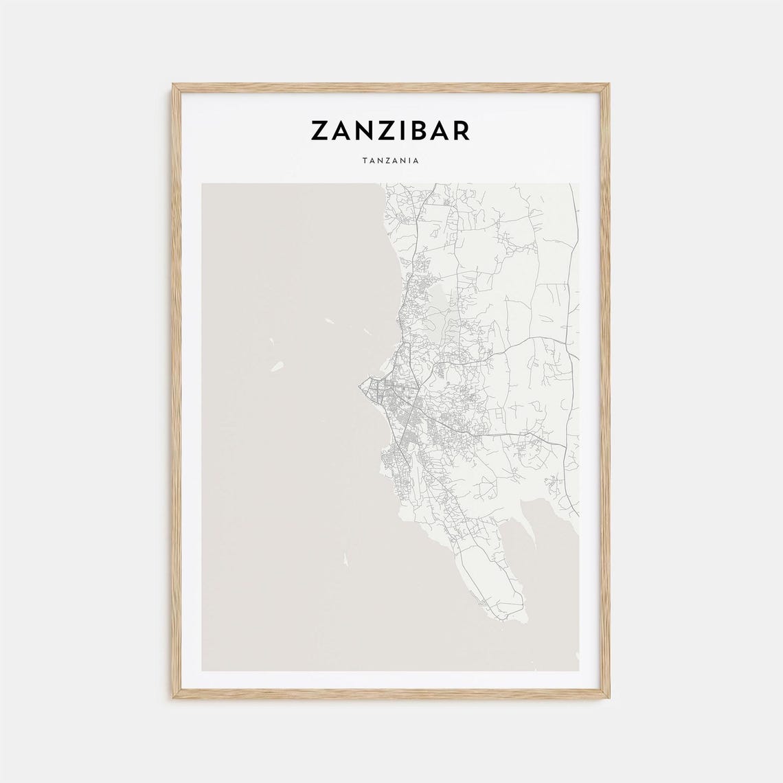 Zanzibar Tanzania Personalized Minimalist Beige City Map Poster