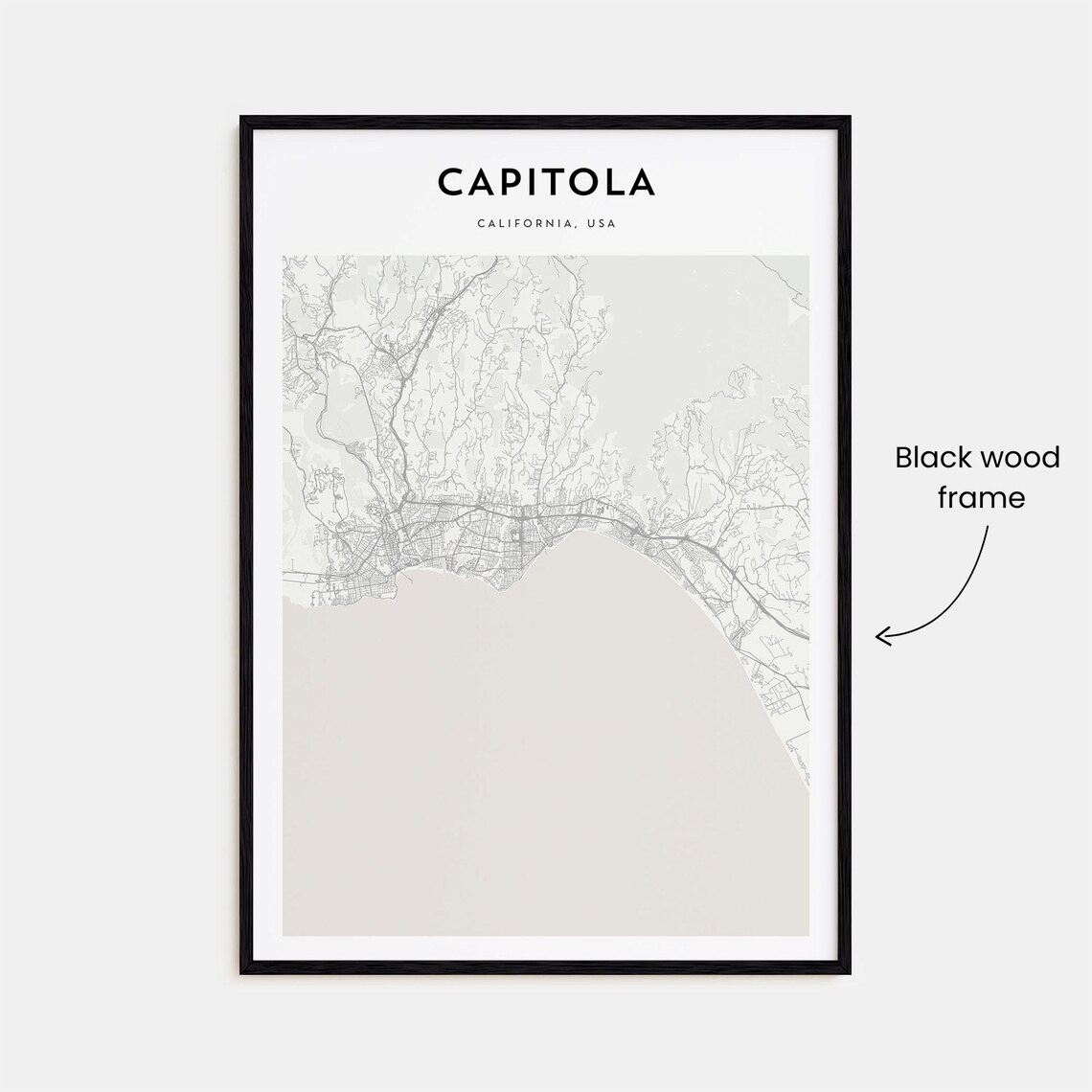 Capitola California Minimalist Beach Town Street Map Wall Art Decor - Image 3