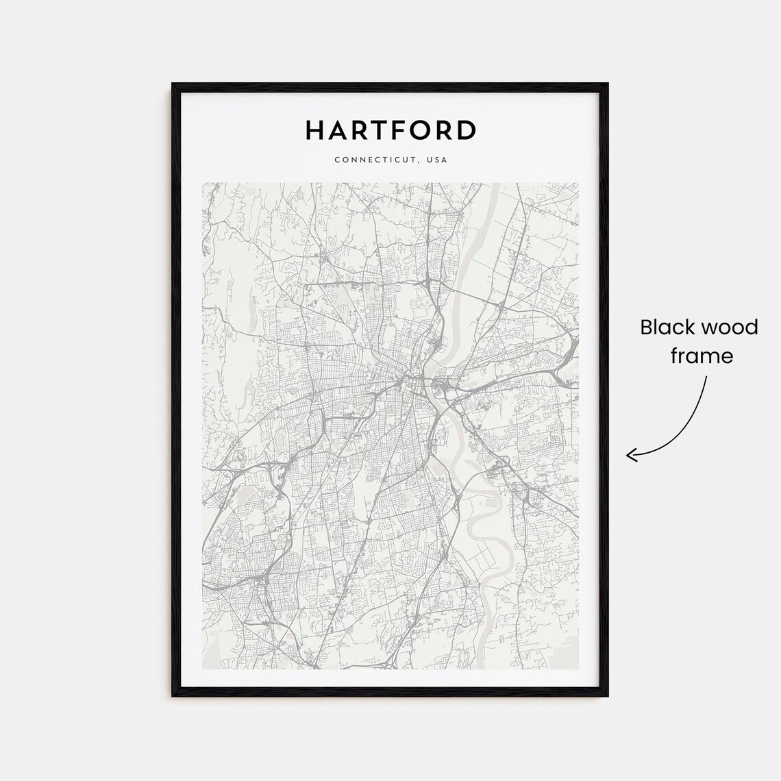Hartford Connecticut Minimalist City Street Map Wall Decor Poster - Image 3