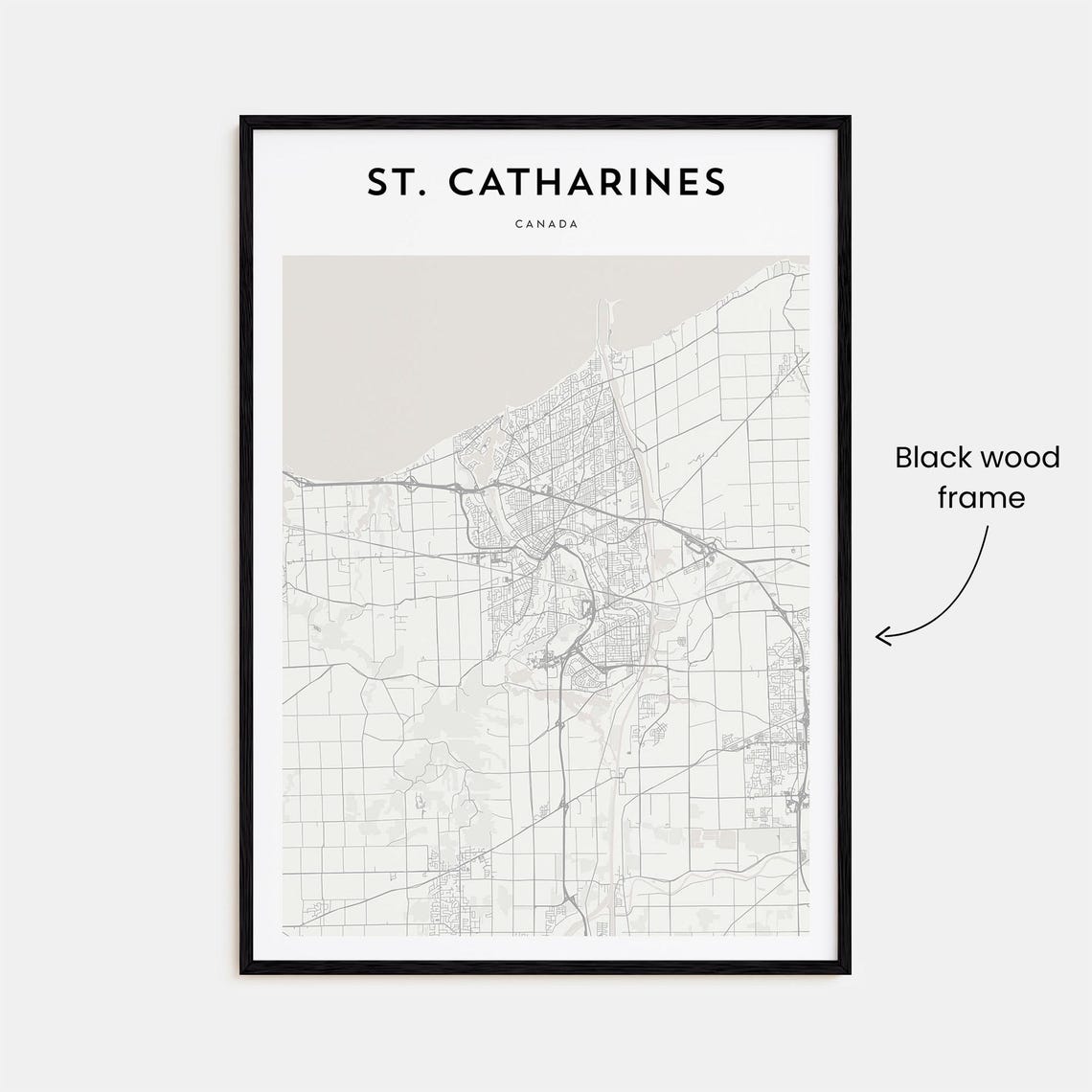 St. Catharines Canada Minimalist Black White City Street Map Print - Image 3