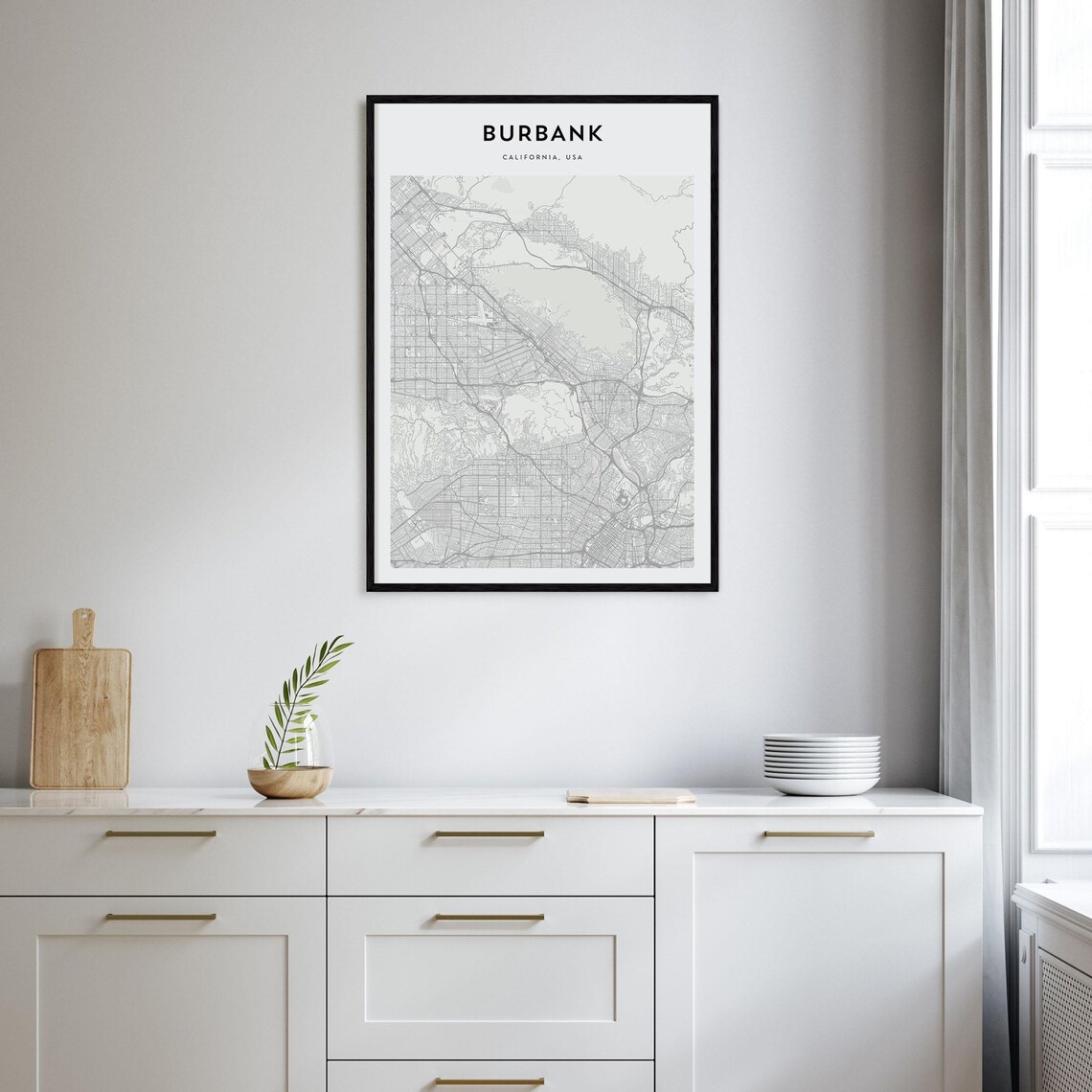 Burbank California USA Minimalist City Street Map Travel Art Print - Image 2