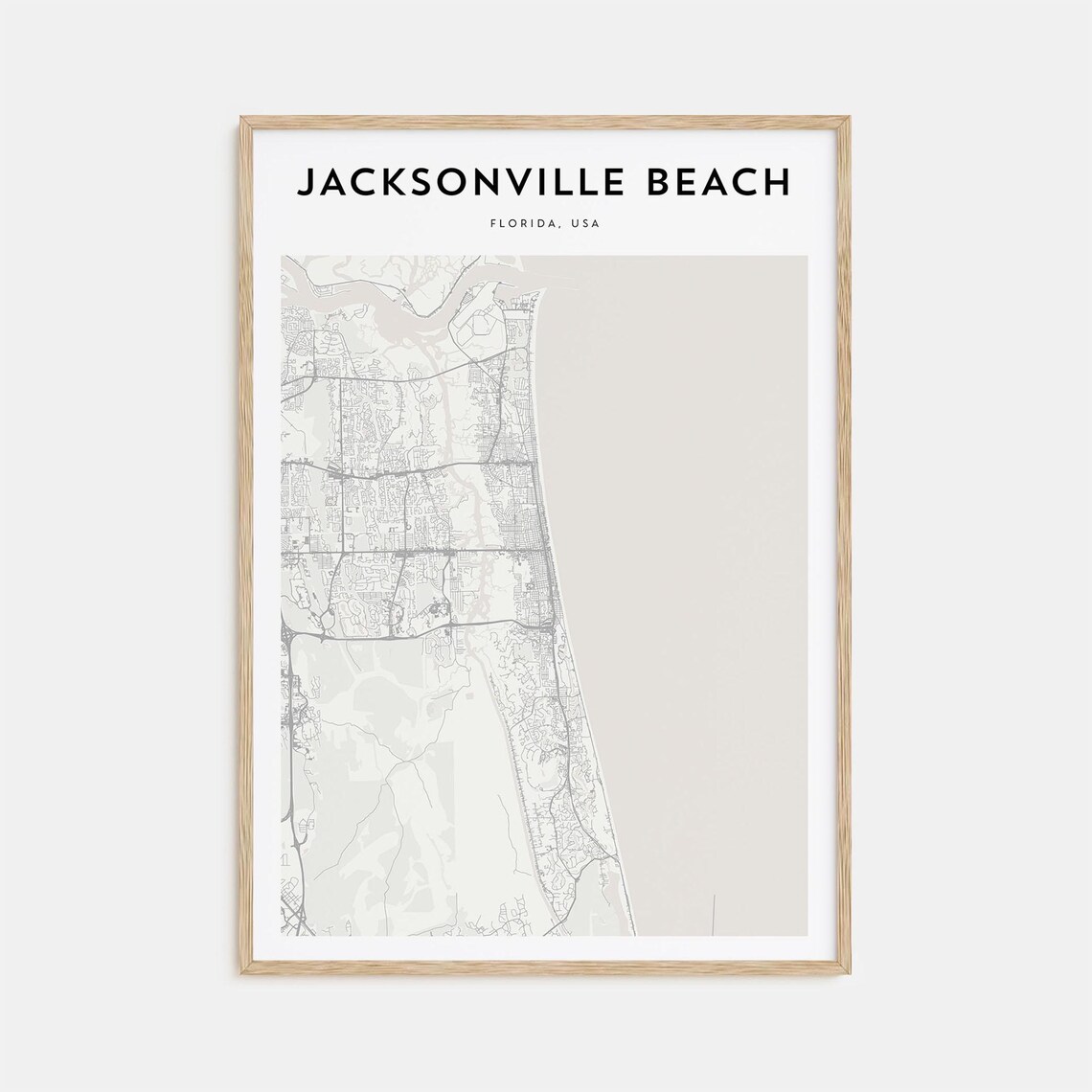 Jacksonville Beach Florida Minimalist Coast Street Map Decor Poster