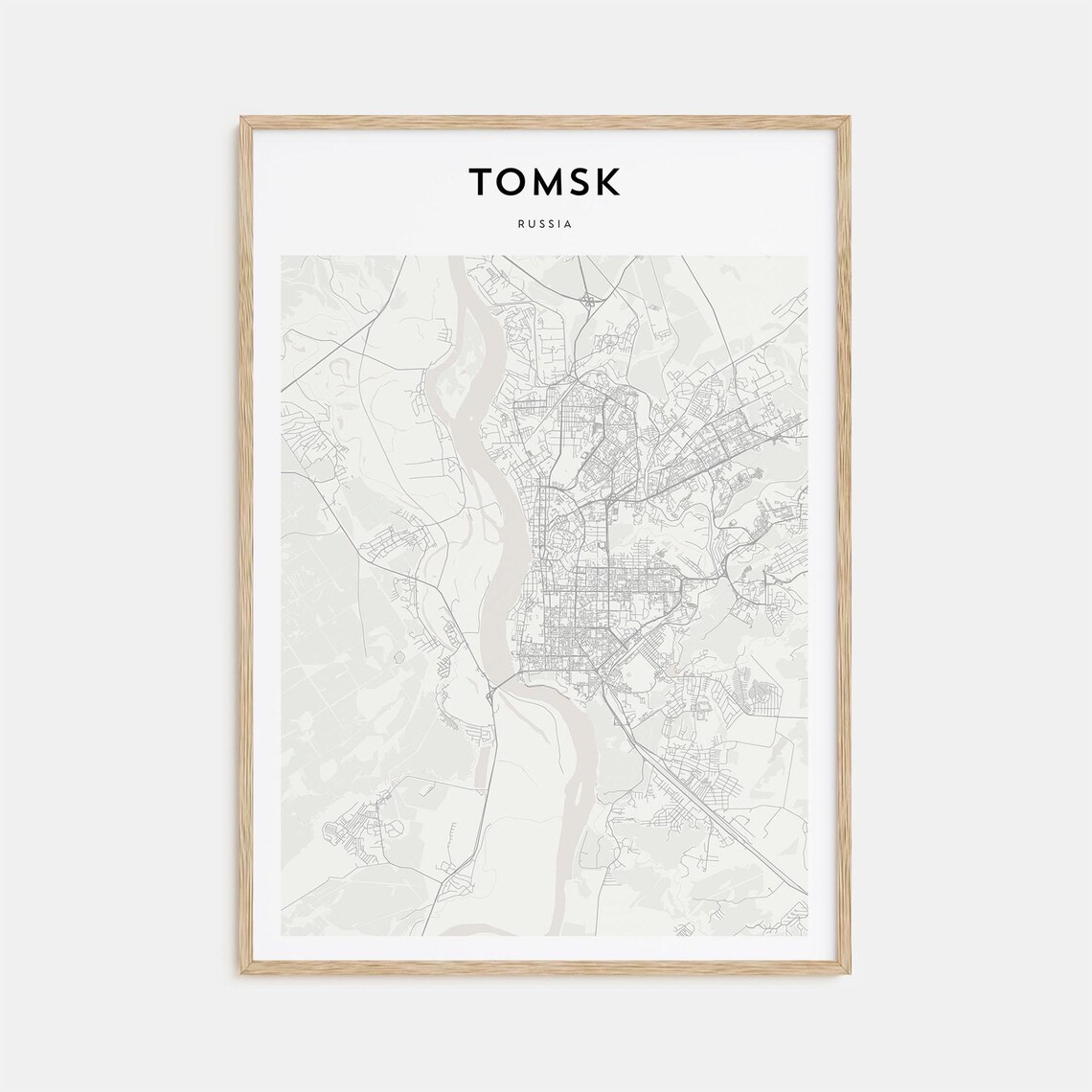 Tomsk Russia Minimalist City Street Map Line Art Travel Poster