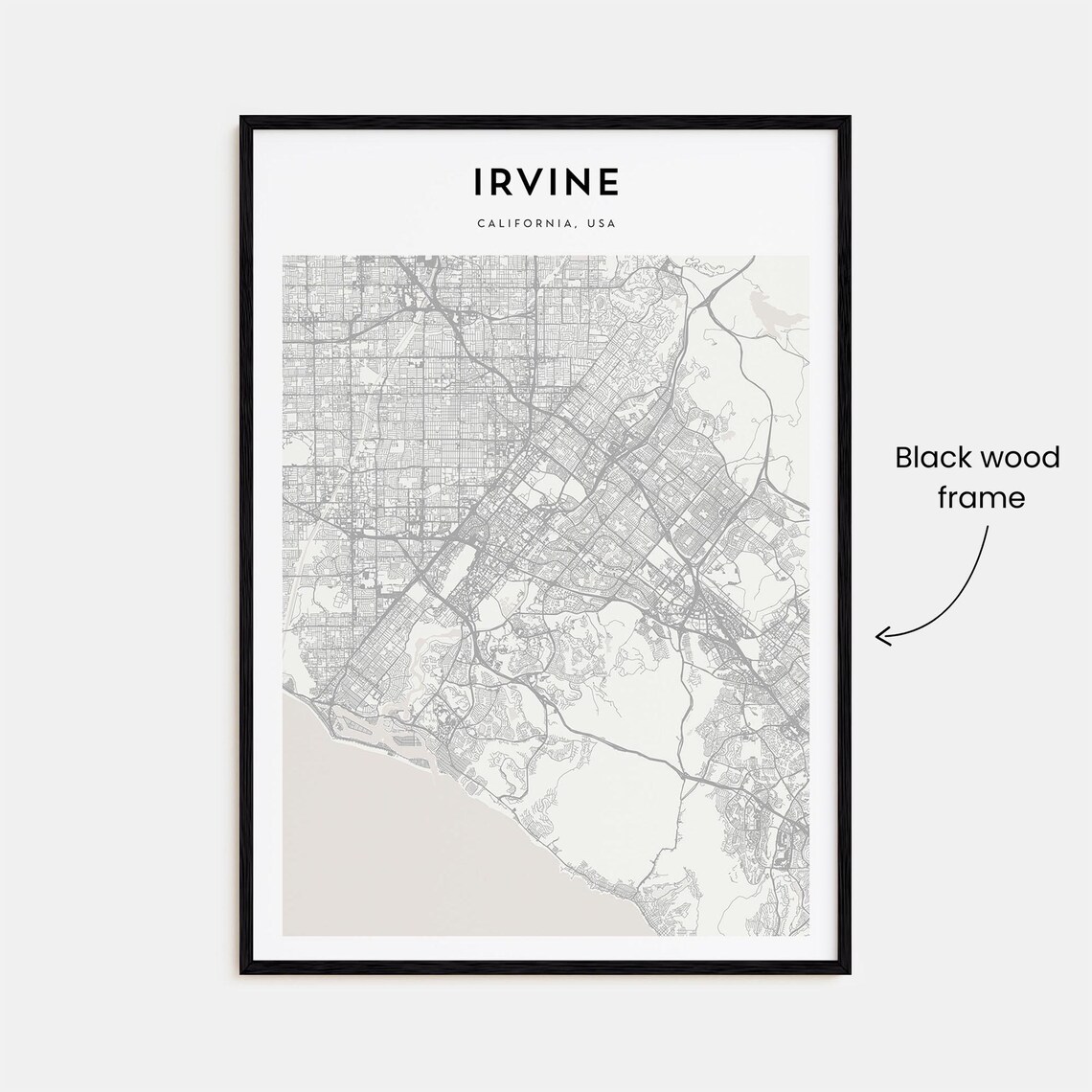 Irvine California Minimalist City Street Map Poster with Bold Type - Image 3