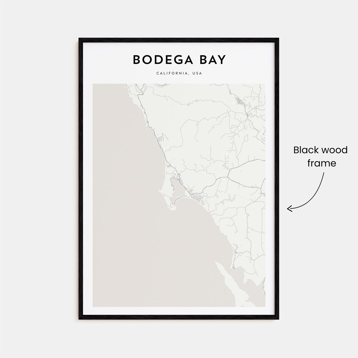 Bodega Bay California Minimalist Line Map City Street Art Poster - Image 3