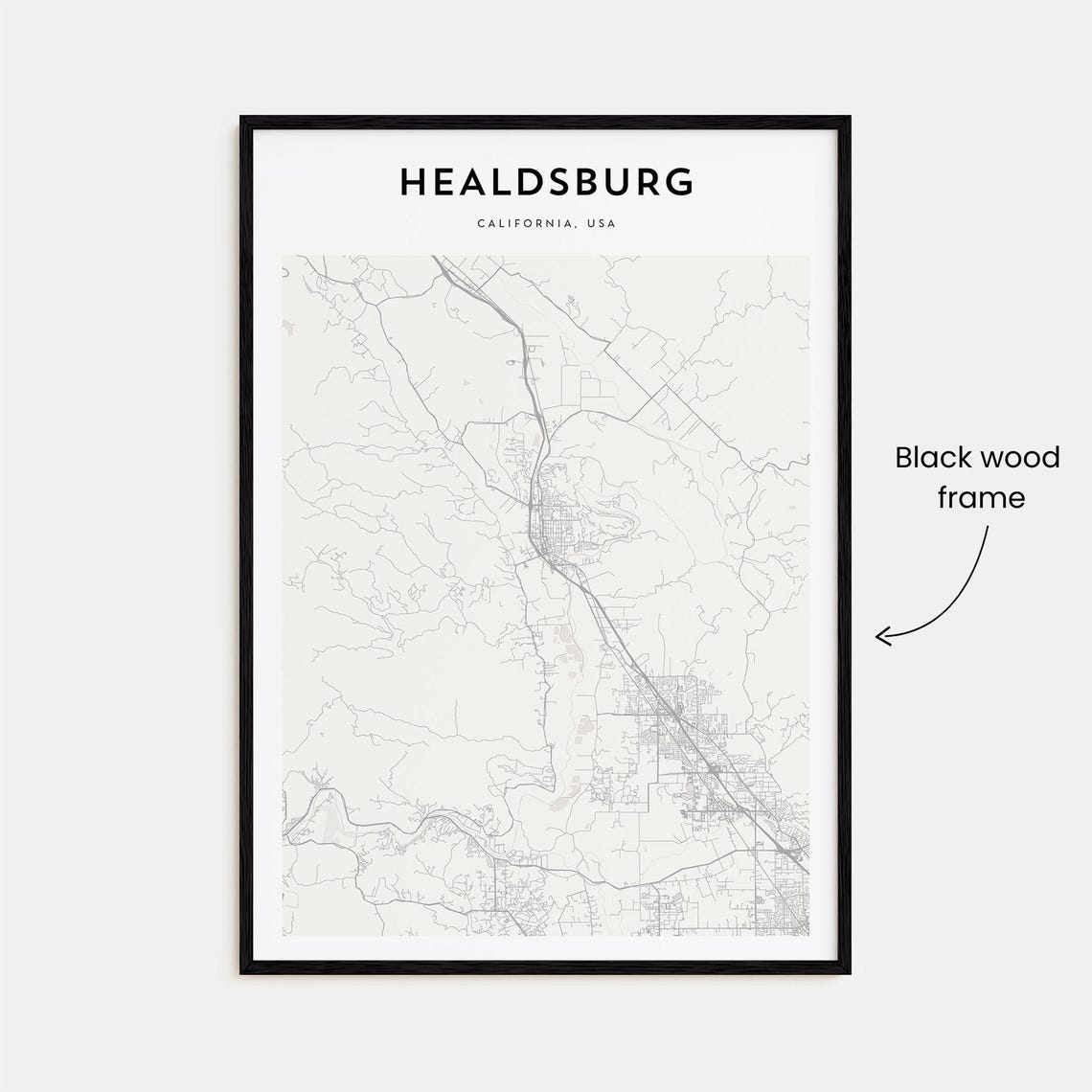 Healdsburg California Minimalist Town Street Map Wall Decor Poster - Image 3