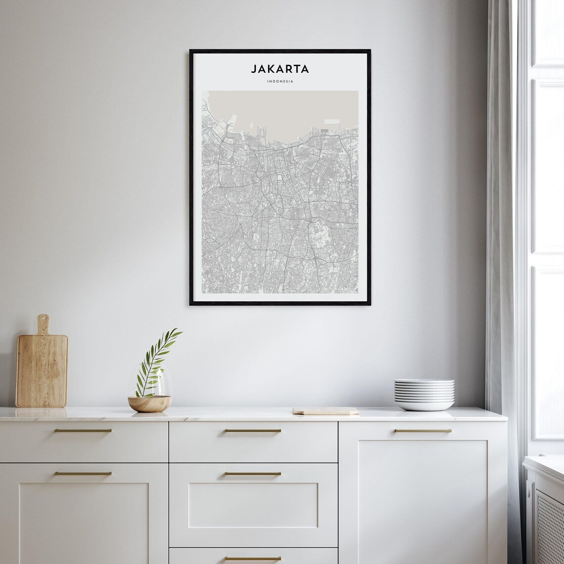 Jakarta Indonesia Minimalist Black White City Map Street Poster - Image 2