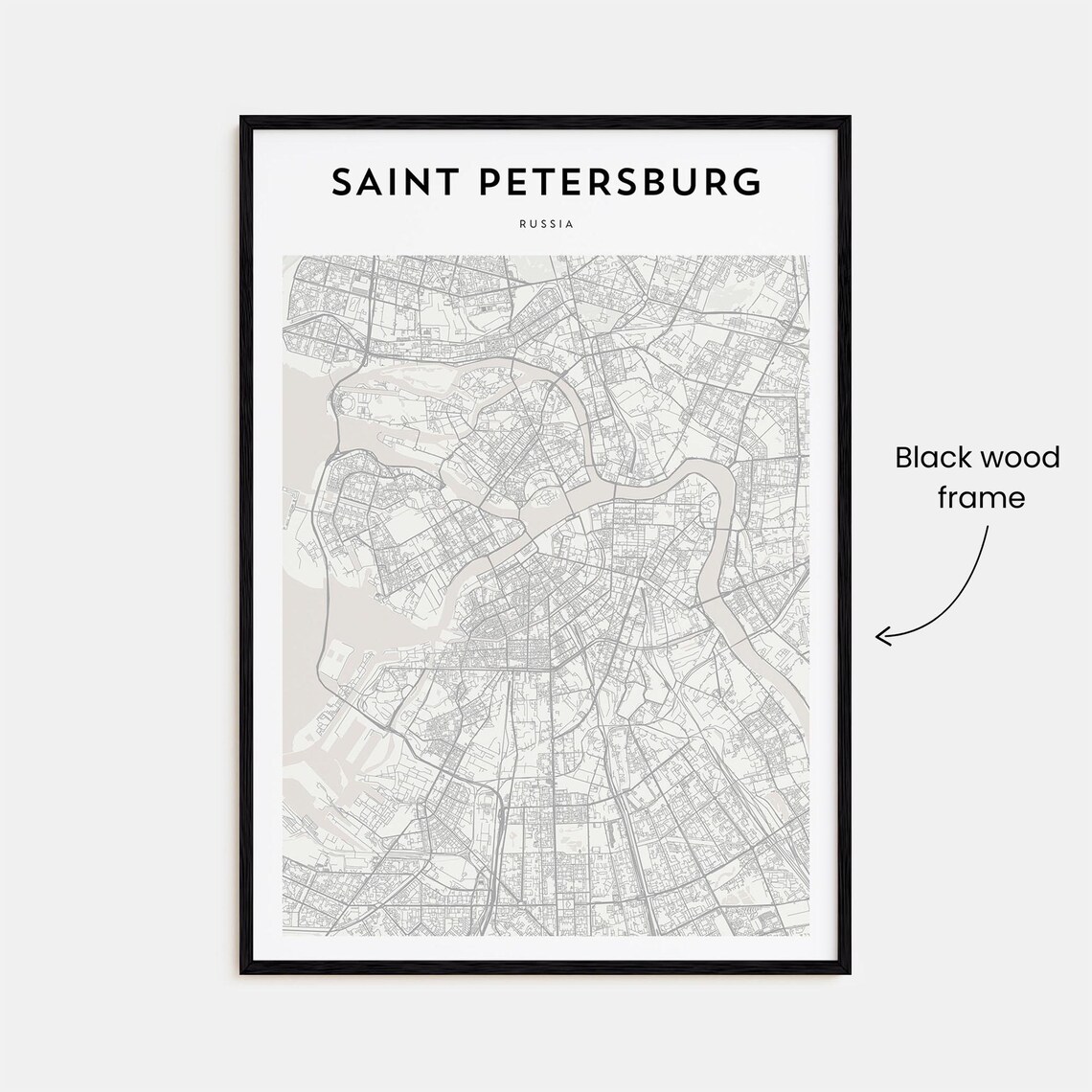 Saint Petersburg Russia Minimalist City Street Map Travel Poster - Image 3