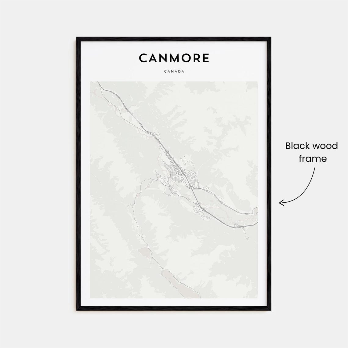 Canmore Canada Minimalist Mountain Town Street Map Wall Art Decor - Image 3