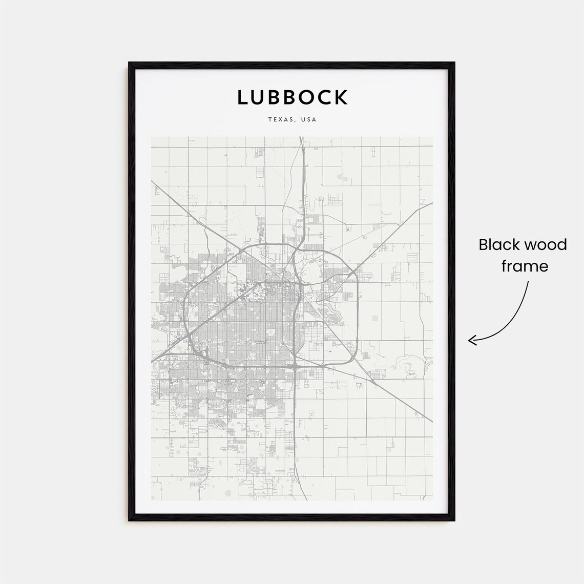 Lubbock Texas USA Minimal Line Art Style City Map Wall Decor Poster - Image 3