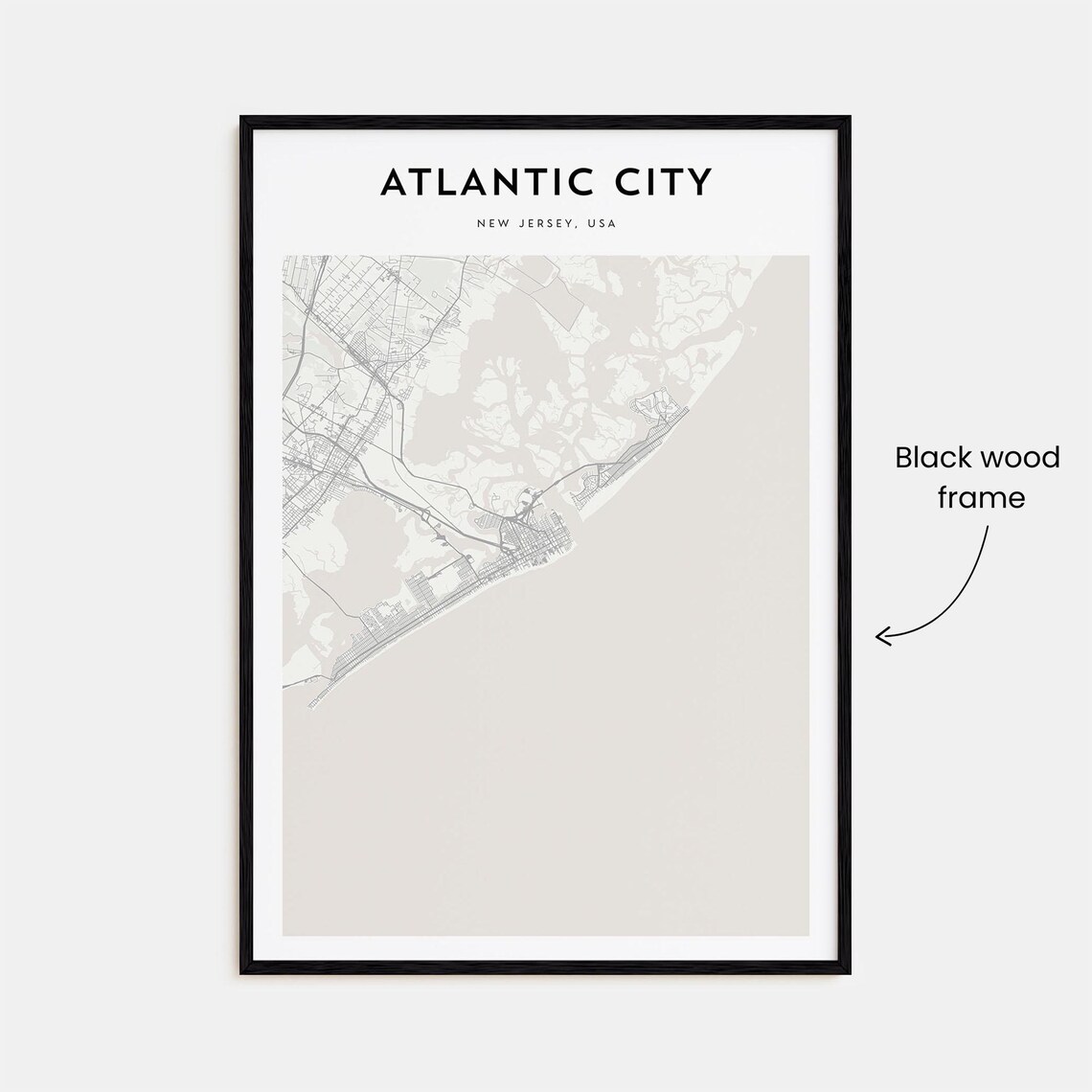 Atlantic City New Jersey Minimalist Detailed City Map Coast Poster - Image 3