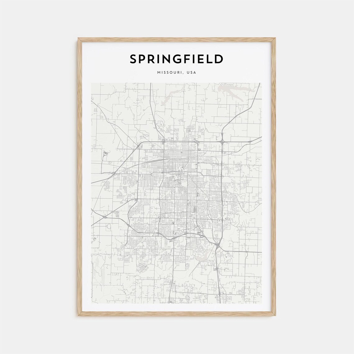 Springfield Missouri USA Minimalist City Street Map Travel Poster