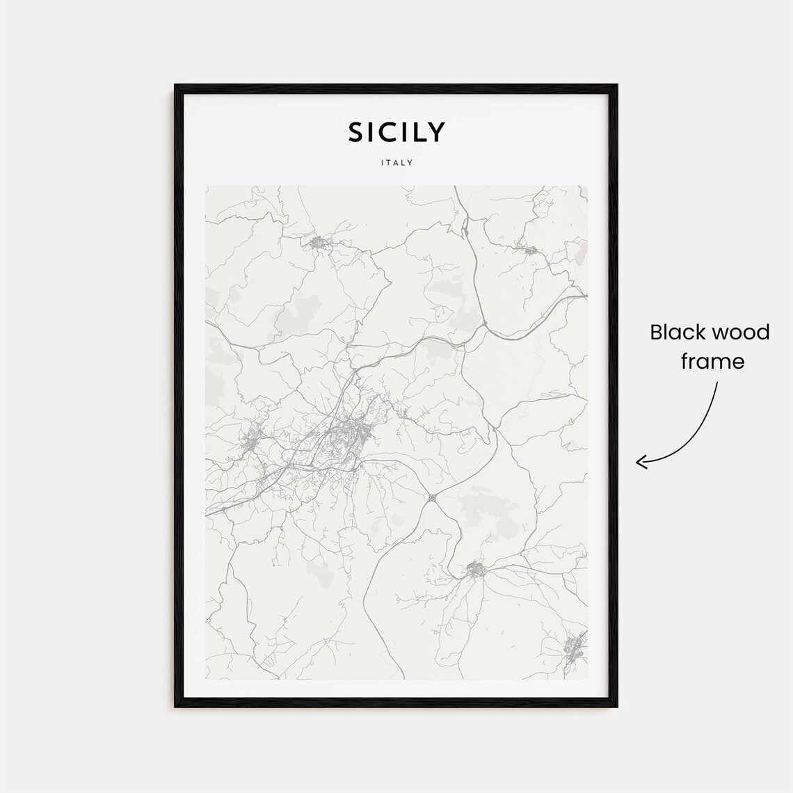 Sicily Italy Region Street Map Scandinavian Minimalist Poster - Image 3