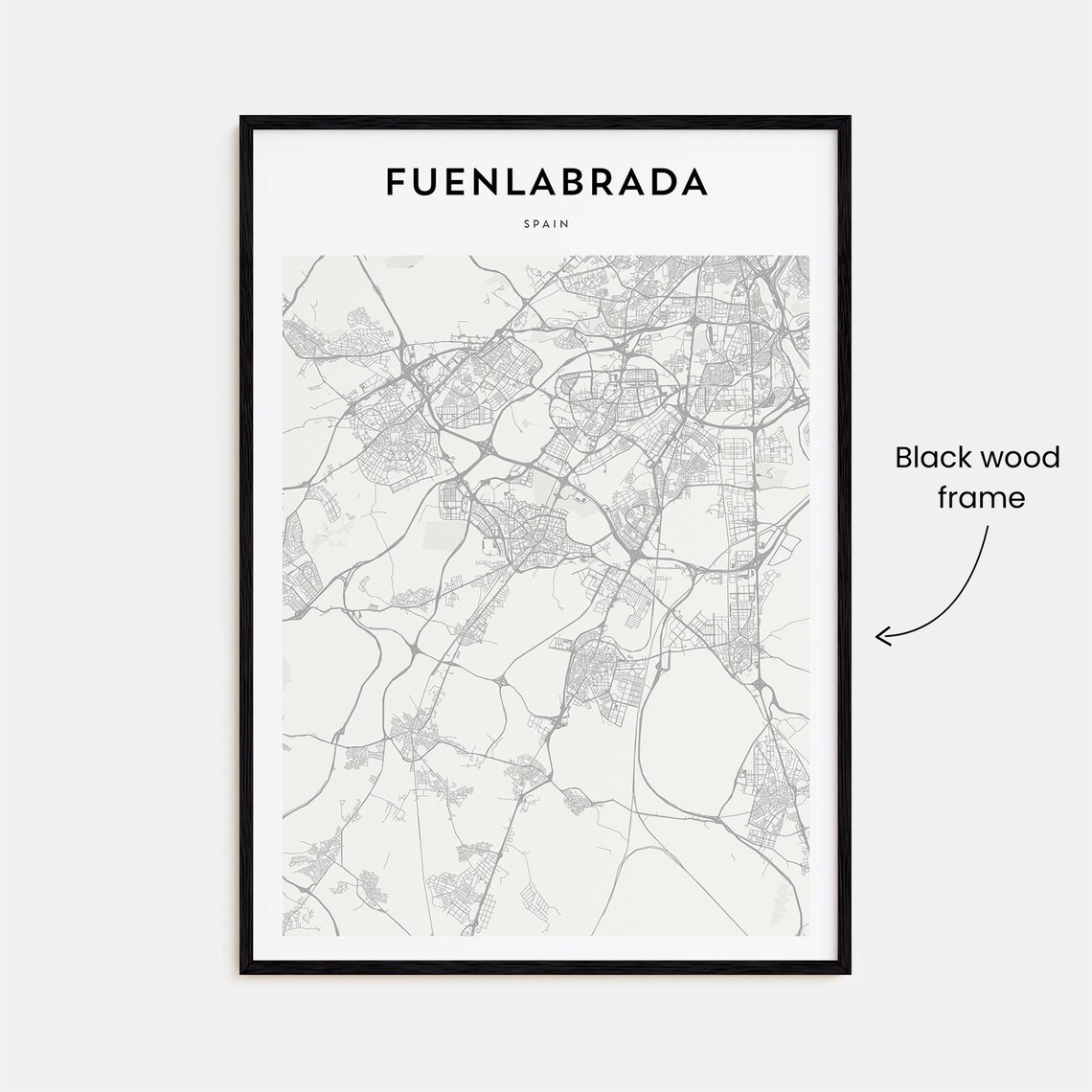 Fuenlabrada Spain Minimalist Monochrome Street Map Art Poster - Image 3