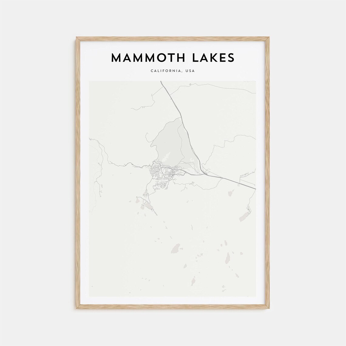 Mammoth Lakes California Minimalist Town Street Map Black White Poster