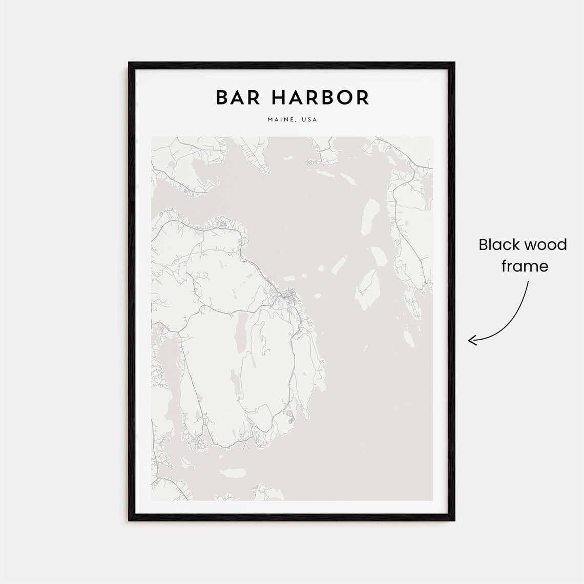 Bar Harbor, Maine, USA Minimalist City Street Map Fine Line Art Poster - Image 3