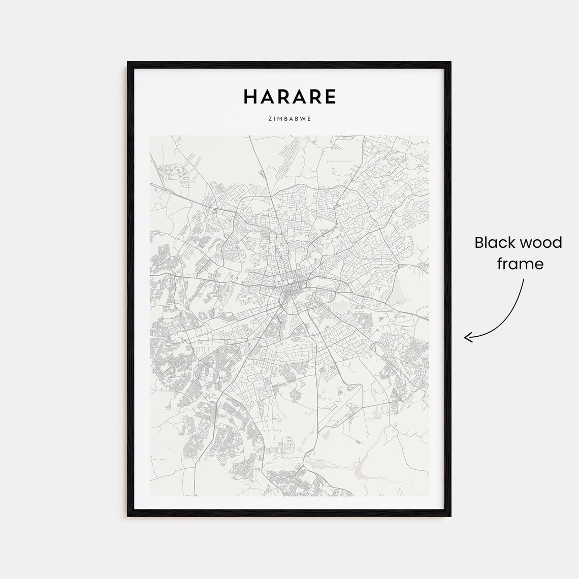 Modern Capital Harare Zimbabwe City Street Map Wall Decor Poster - Image 3