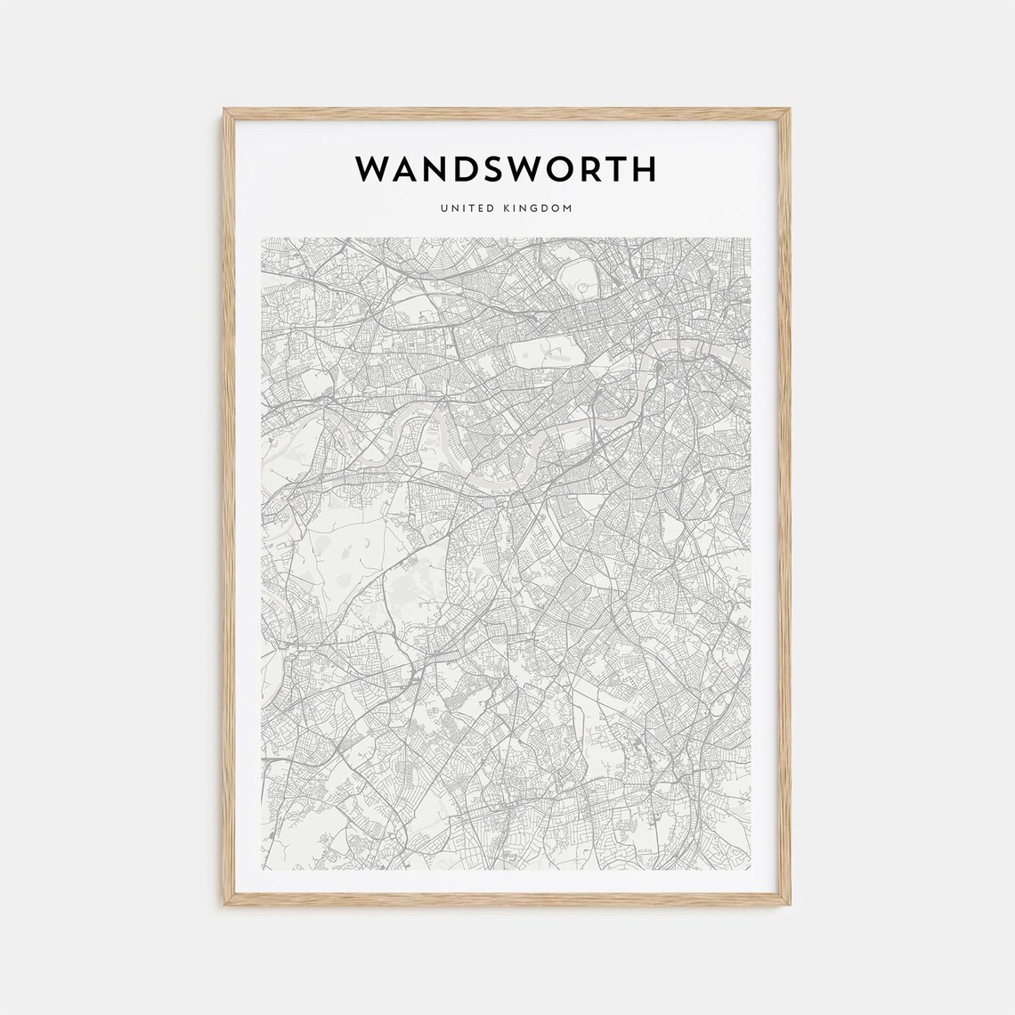 Wandsworth United Kingdom Street Map Poster Minimalist Modern Decor