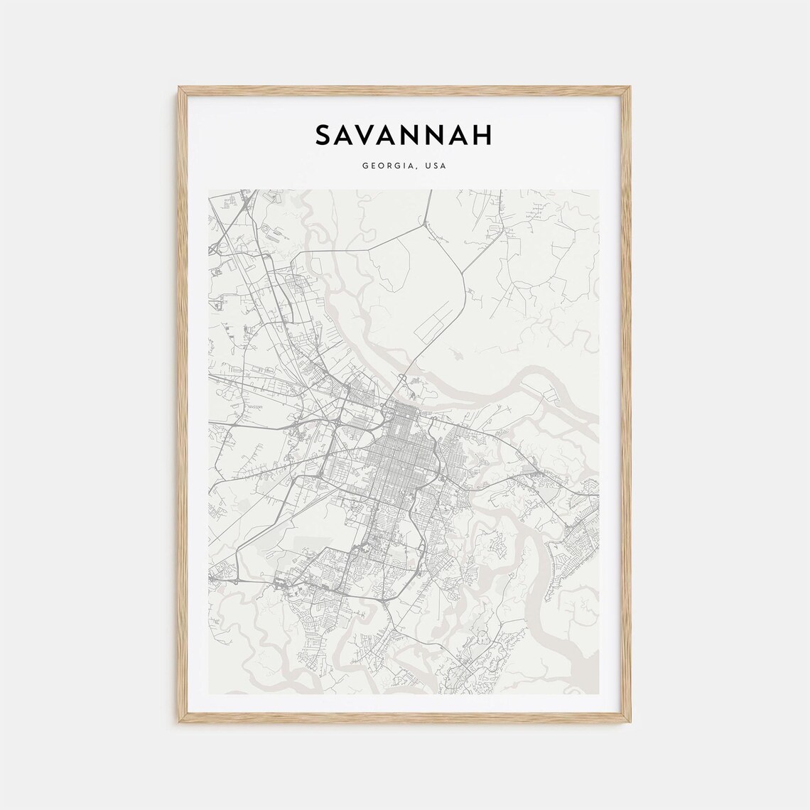 Savannah Georgia Minimalist Street Map Historic City Travel Poster