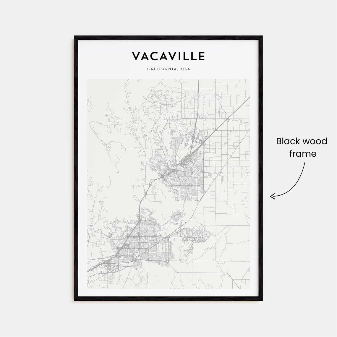 Vacaville California USA Minimal Cream City Map Travel Decor Poster - Image 3
