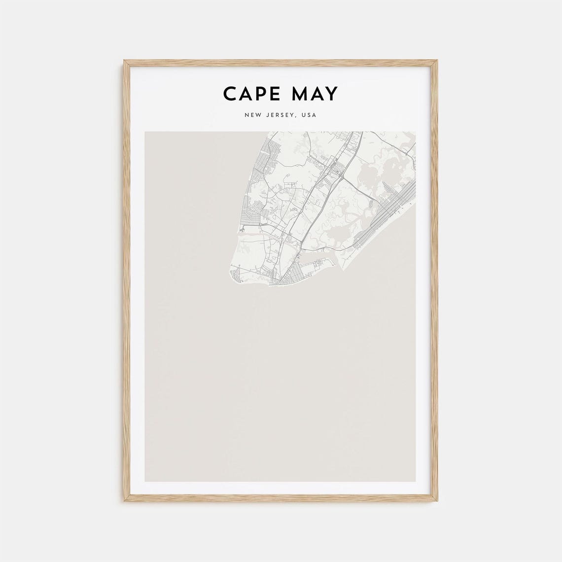 Cape May New Jersey Victorian Beach Town Minimalist Map Decor Poster