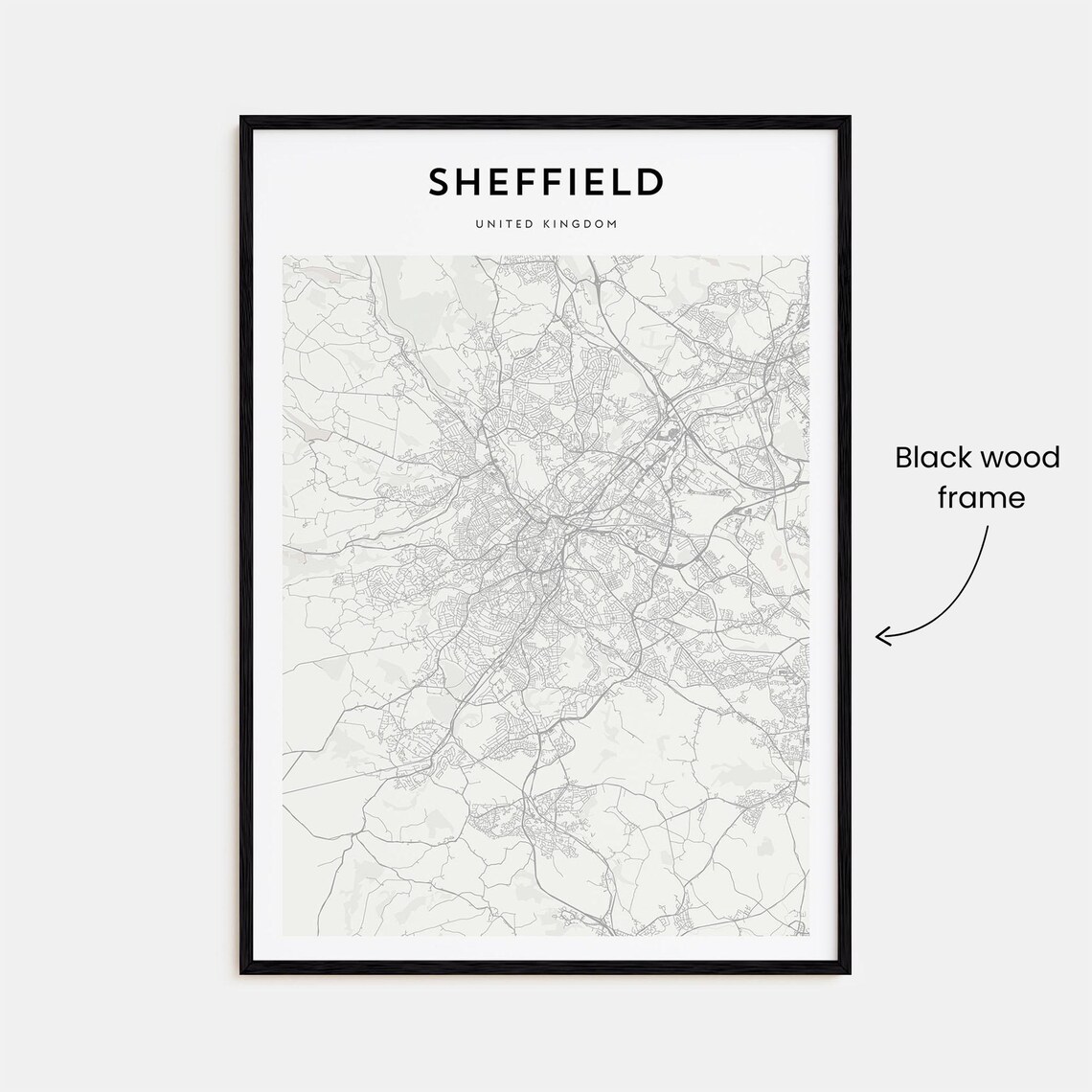 Sheffield United Kingdom Street Map Poster Minimalist Modern Decor - Image 3
