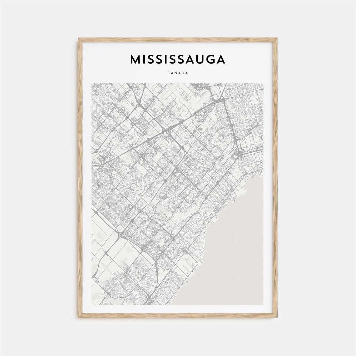Mississauga Canada Minimalist Light Gray Urban Street Grid Map Poster