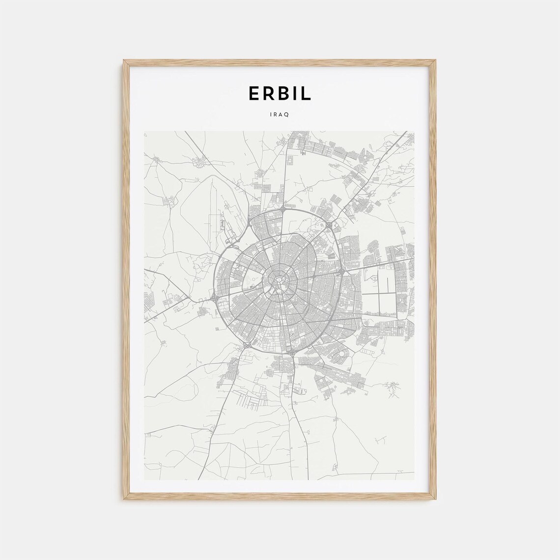 Erbil Iraq Minimalist City Street Map Poster Modern Wall Decor