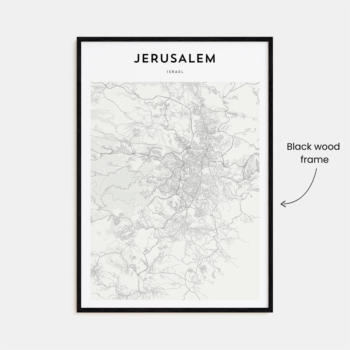 Jerusalem Israel Detailed Minimalist Street Map City Travel Poster - Image 3
