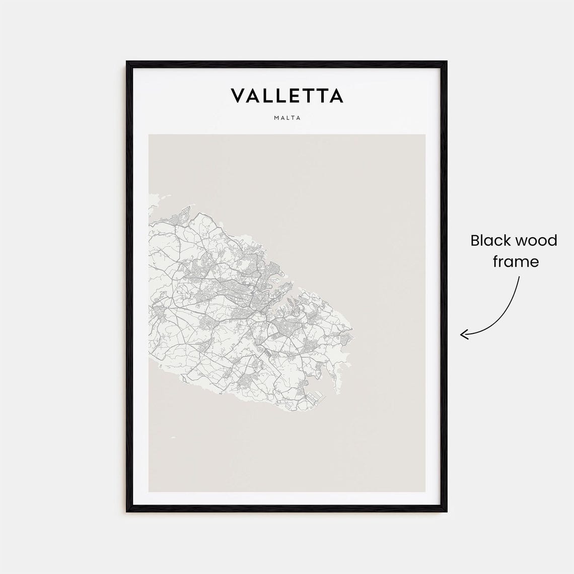 Valletta Malta Minimal Elegant Cream Island Map Travel Decor Poster - Image 3
