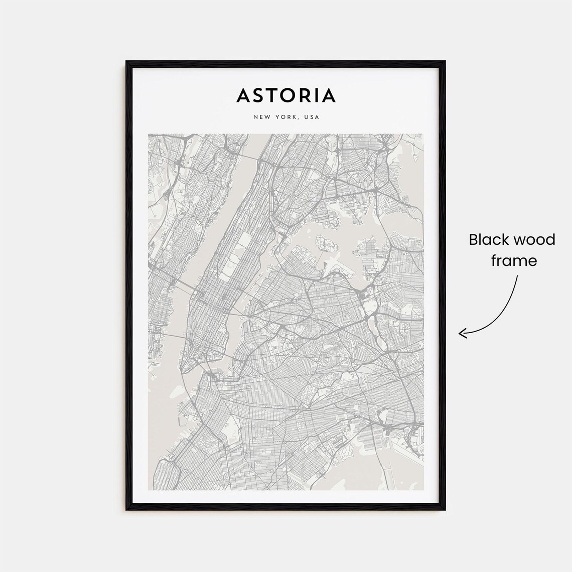 Astoria New York Minimalist Detailed City Map Queens Street Poster - Image 3