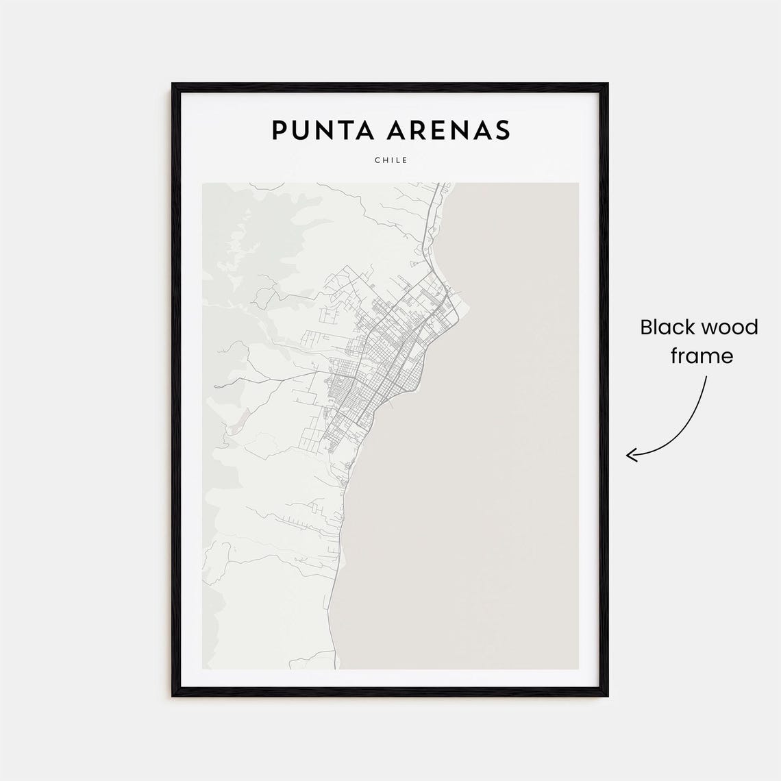 Punta Arenas Chile Minimalist Modern City Map Street Art Poster - Image 3
