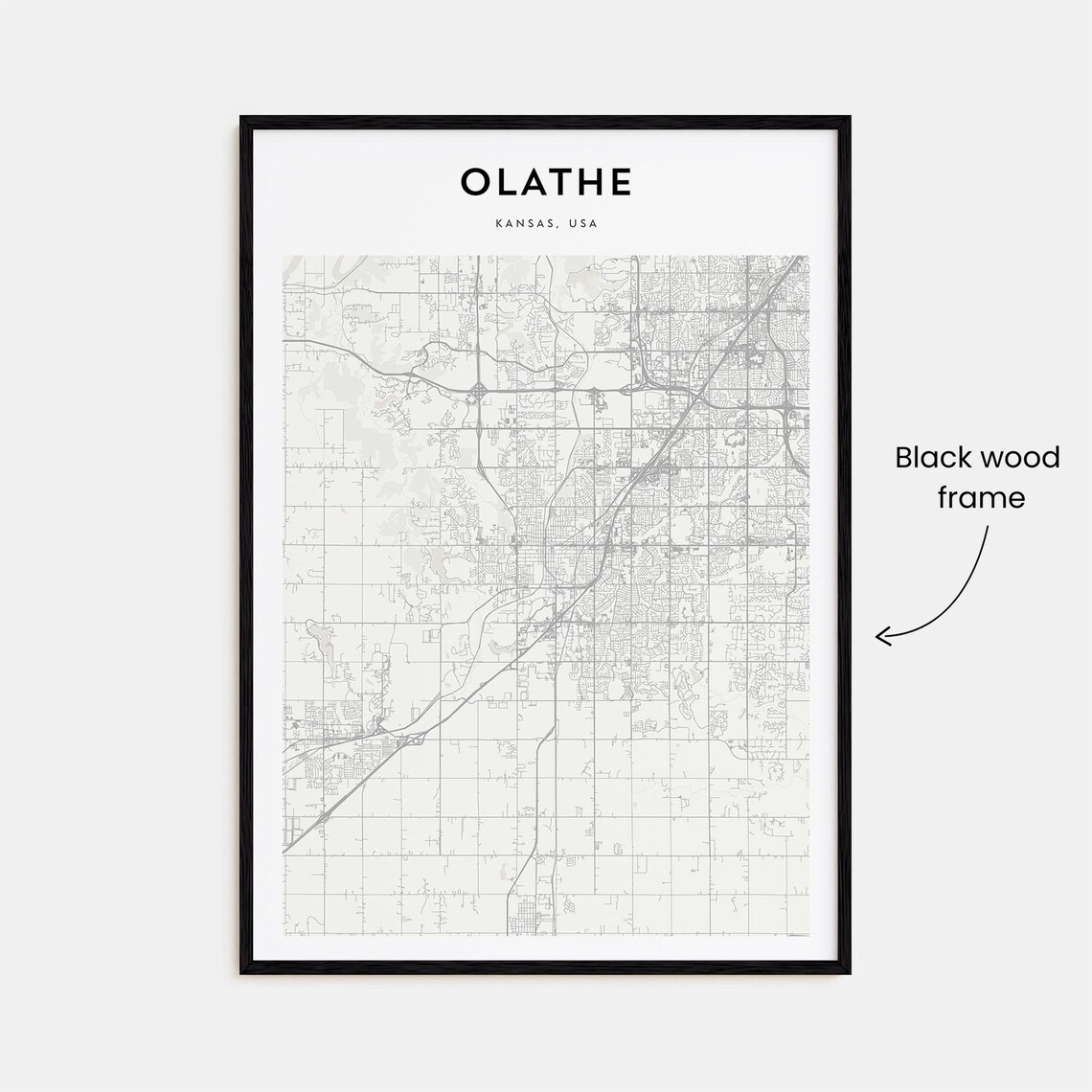 Olathe Kansas USA City Street Map Minimalist Line Art Poster - Image 3