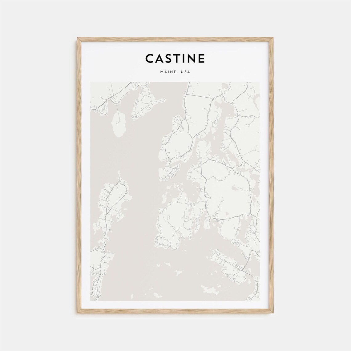 Castine Maine Minimalist Coastal Street Map Modern Wall Art Decor