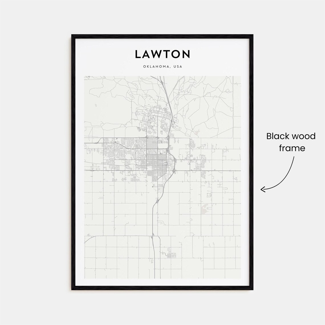 Lawton Oklahoma USA Minimalist City Street Map Line Art Print - Image 3